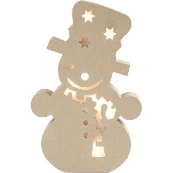 Kartonnen figuur met ingebouwd licht - sneeuwpop - 5 cm