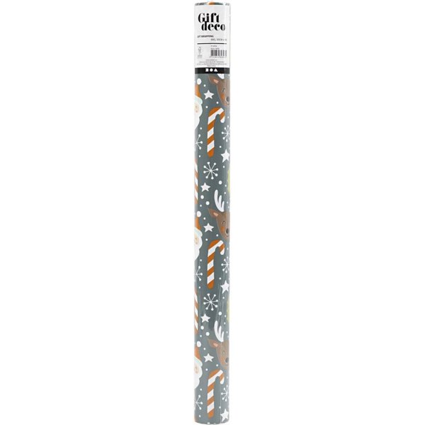 Cadeauverpakking - Kerstman - Kerstcadeau - lolly - rendier - 5 meter Cadeauverpakking - Kerstman - Kerstcadeau - lolly - rendier - 5 meter