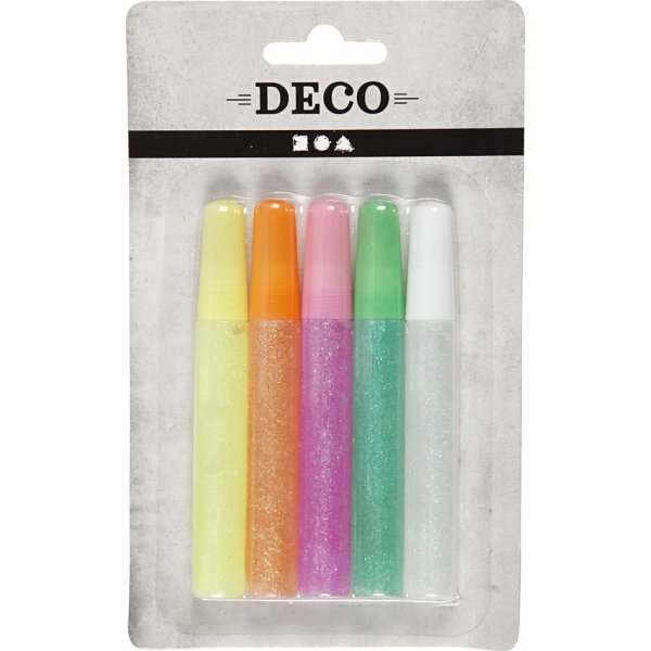 Glitterlijm - pastelkleuren - 5 x 10 ml Glitterlijm - pastelkleuren - 5 x 10 ml