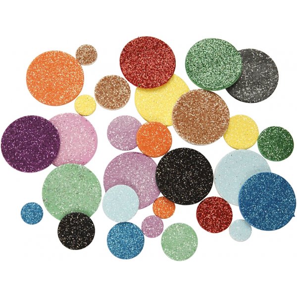 Decoratieve rubberen cirkels - gemengde glitterkleuren - 1000 st