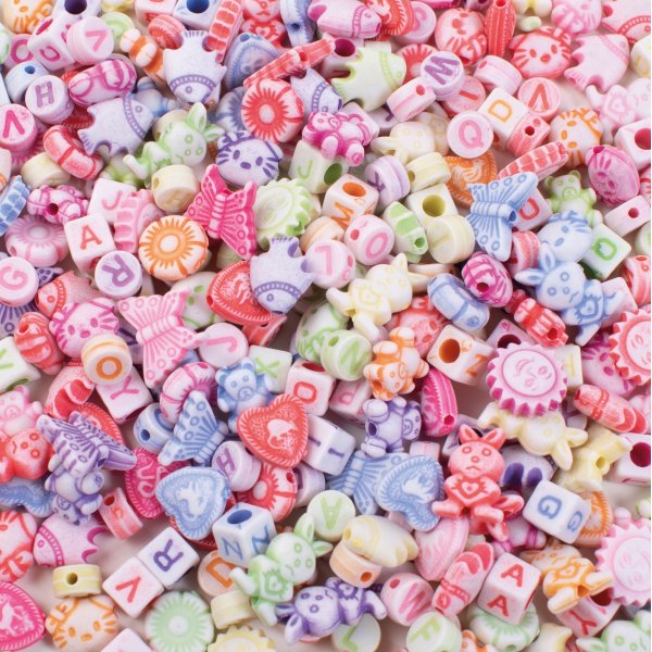 Kralen en letters pastel - 550 st