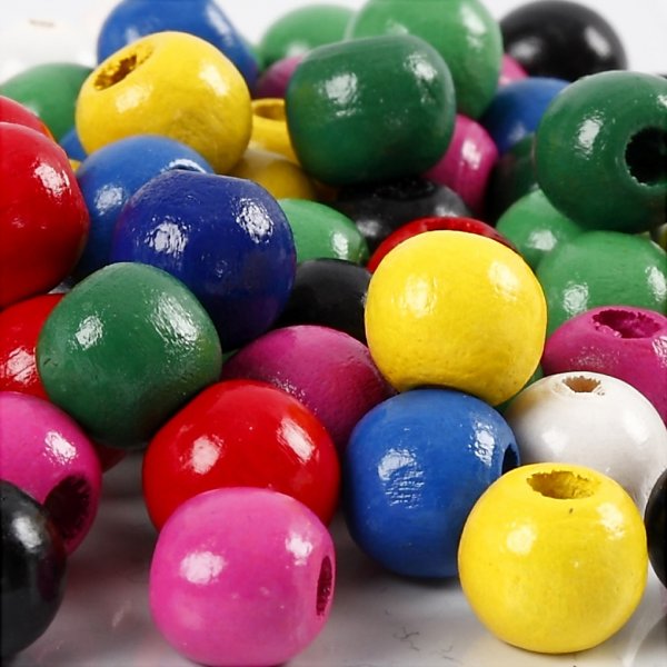 Houten kralen - rond - gemengde kleuren - 22 gr Houten kralen - rond - gemengde kleuren - 22 gr