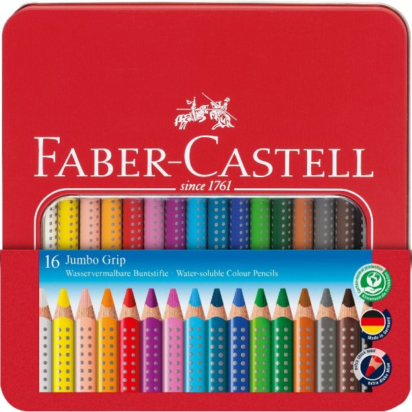 Aquarelpotloden Jumbo Grip - Metalen etui 16-pack