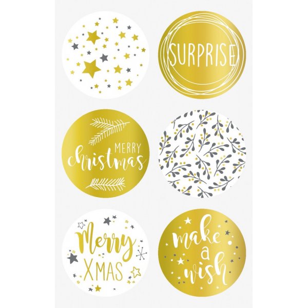 Sticker - Rond 4 cm - Kerst goud