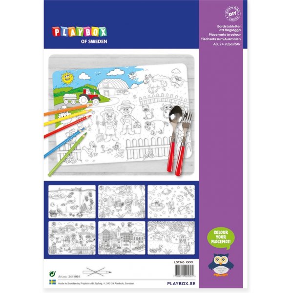 Placemats om in te kleuren - 24 st