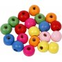 Houten kralen - 8 mm - gemengde kleuren - 500 gr