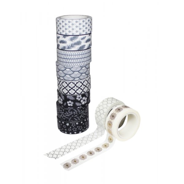 Washitape Zwart/Metallic Sense - 10 varianten