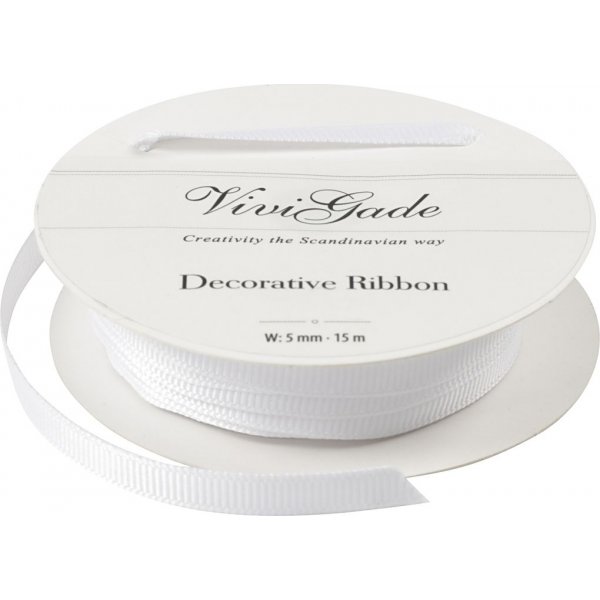 Grosgrain lint - wit - 15 meter