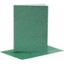 Kaarten en enveloppen - groen - glitter - 4 sets