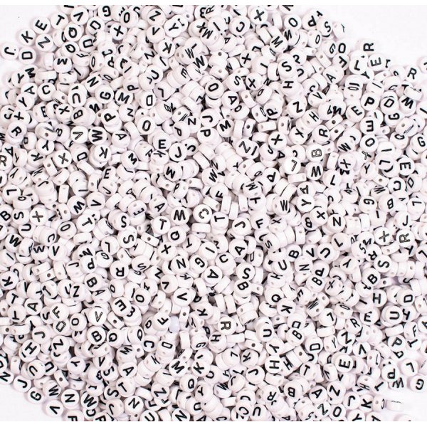 Kunststof kralen Letters, rond