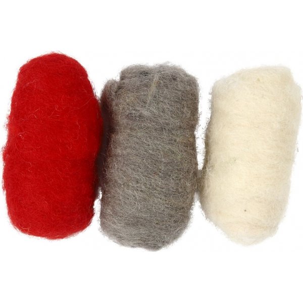 Gekaarde Wol - rood/wit harmonie - 3 x 10 gr