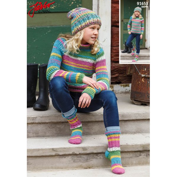 Breipatroon - Elastisch gebreide raglan trui, muts en sokken voor kinderen