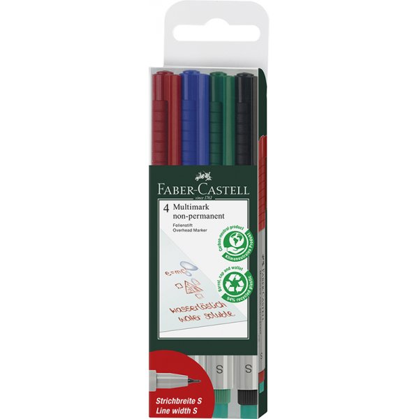 Markeerstift - Faber-Castell - Multimark niet-permanent - 4 stuks maat S