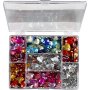 Strasstenen in doosje - blauw - roze - zilver - rond - sterren - hartjes - 6+7+9+10+11+12+14+16 mm - 300 st