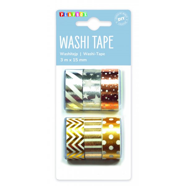 Washitape Metaal 6-pack Washitape Metaal 6-pack