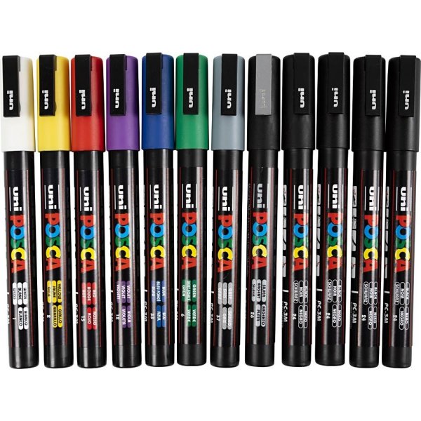 Posca Marker - gemengde kleuren - nr. PC-3M - 12 st