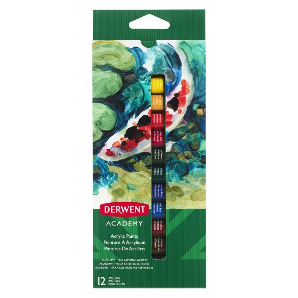 Derwent Academy Acrylverf 12 ml - 12 Kleuren
