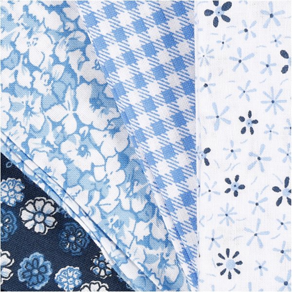 Patchworkstof - blauw - 4 st Patchworkstof - blauw - 4 st