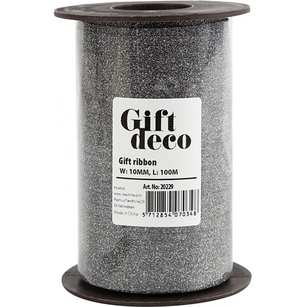 Cadeaukoord - zwart - glitter - 100 m Cadeaukoord - zwart - glitter - 100 m