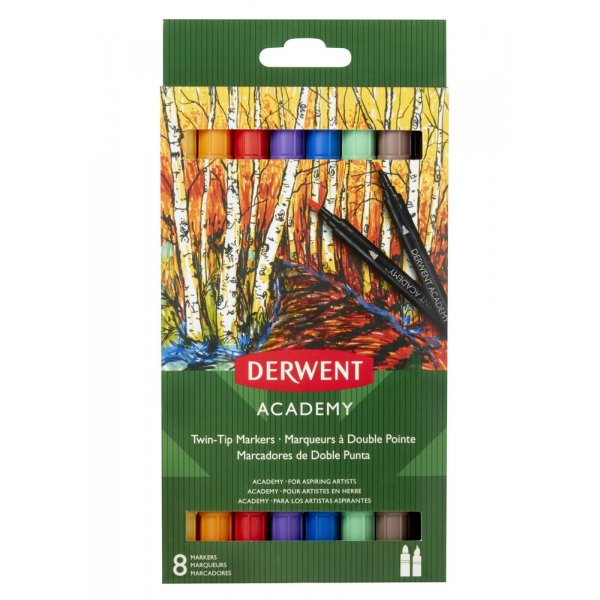Derwent Academy Twin Tip Marker - 8 pennen