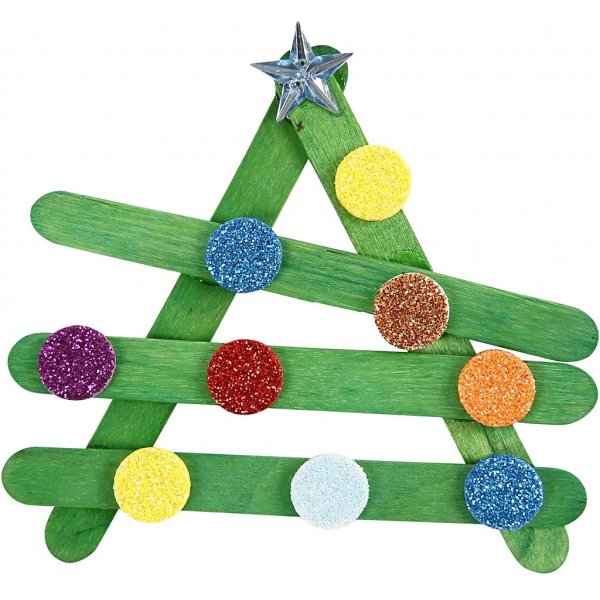 Glitter en houten stokjes - gemengde kleuren