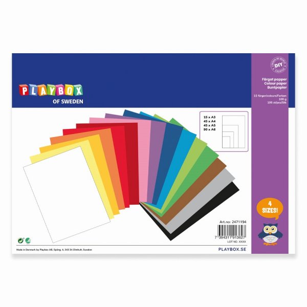 Gekleurd papier, 100 gr, 195 vellen