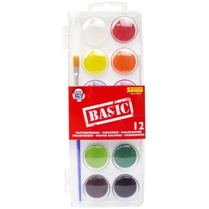 Aquarelverf in 12 kleuren - inclusief penseel. Basisprincipes.