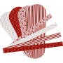 Knutselset - Gevlochten harten - rood/wit patroon - 8 st