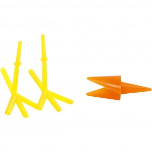 Plastic kippenbekjes en -poten - Oranje en geel, 8 sets