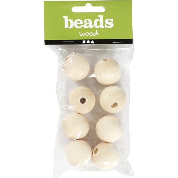 Houten kralen - Ø25 mm - 8 st Houten kralen - Ø25 mm - 8 st
