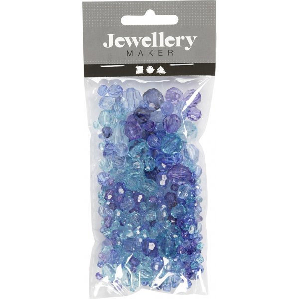 Harmony kunststof facetkralen - gemengd - blauwe harmonie - 45 gr Harmony kunststof facetkralen - gemengd - blauwe harmonie - 45 gr