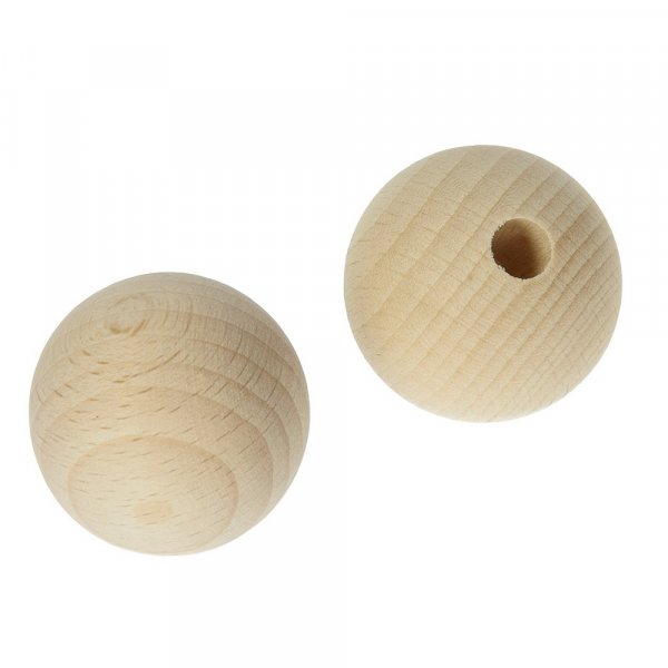 Onbehandelde houten balletjes met halve gaten - 8mm 4 delen