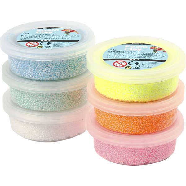 Foam Clay - pastelkleuren - glitter - 6 x 14 gr