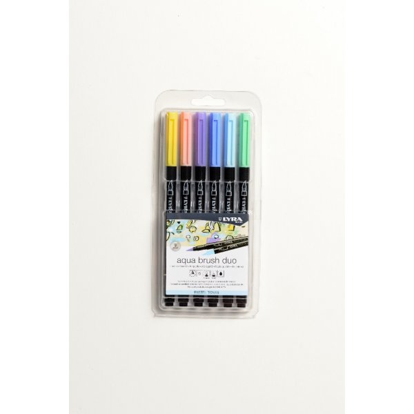 Aquarelpennen Aqua Brush Duo 6-pack - Pasteltinten
