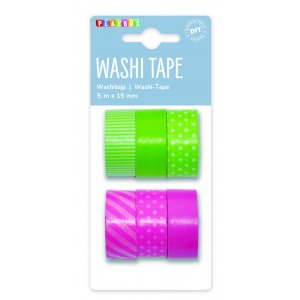 Washitape 6-pack groen roze Washitape 6-pack groen roze