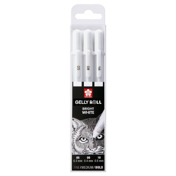 Gelpennen Sakura Gelly Roll - 3 pennen (wit 50,08,10)