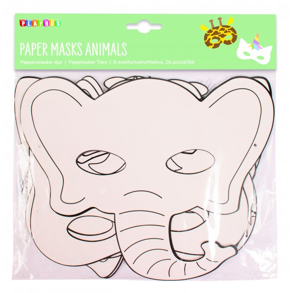 Papieren maskers dieren 16 st Papieren maskers dieren 16 st