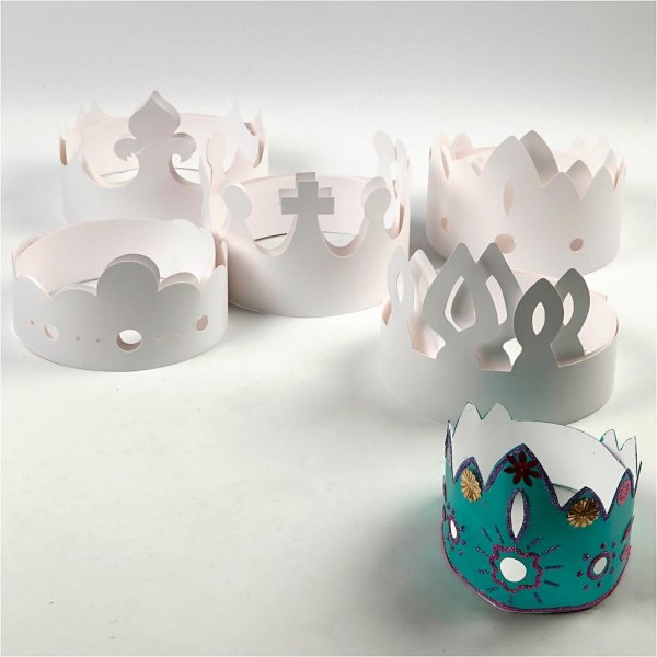 Kartonnen kronen - wit - 50 st Kartonnen kronen - wit - 50 st