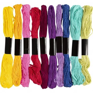 Borduurzijde van gemerceriseerd katoen in diverse kleuren, 10 x 8 meter Borduurzijde van gemerceriseerd katoen in diverse kleuren, 10 x 8 meter