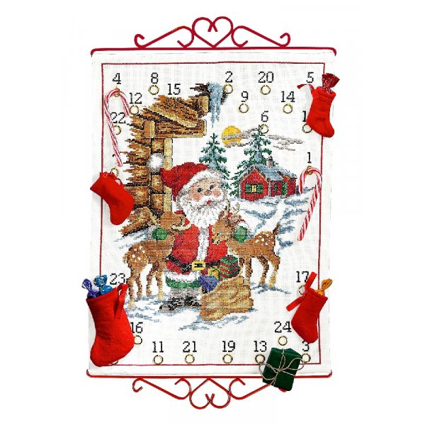Borduurpakket Kalender - Kerstman met vriendjes