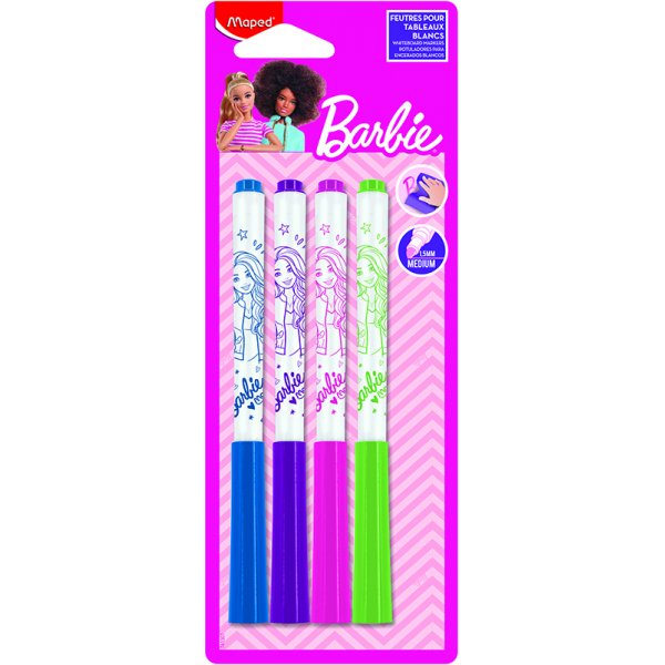 Whiteboard pennenset - Maped - Barbie design 4-pack
