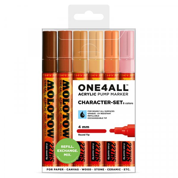 Acrylstiften One4All 4mm 6 Pennen - Karakters