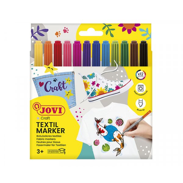 Textielpennenset - Jovi - 12 permanente touchpennen