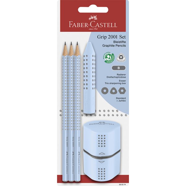 Pennenset - Faber-Castell - Grip 2001 - Hemelsblauw