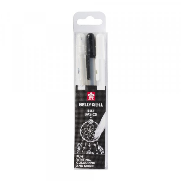 Gelpennen Sakura Gelly Roll - 3 pennen (zwart, wit, transparant)