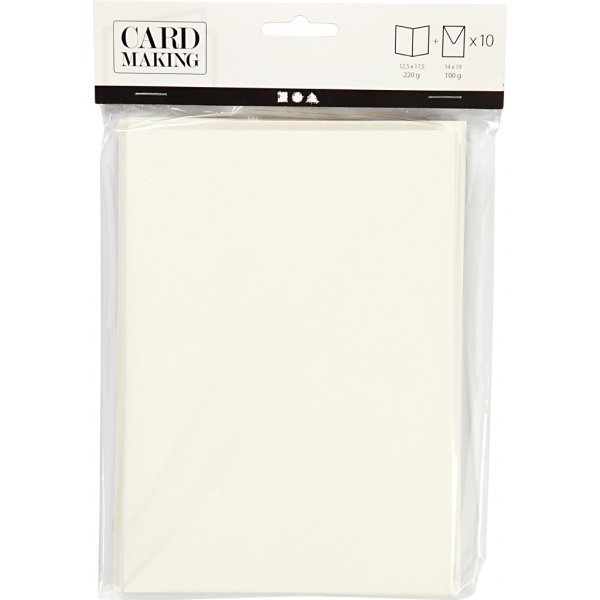 Ansichtkaart met envelop - gebroken wit - 12,5 x 17,5 cm - 10 st Ansichtkaart met envelop - gebroken wit - 12,5 x 17,5 cm - 10 st
