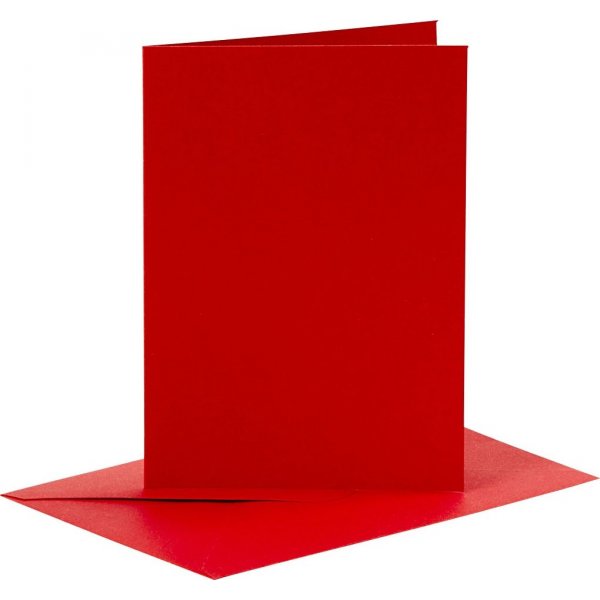 Kaarten en enveloppen - rood - 11,5 x 16,5 cm - 6 sets