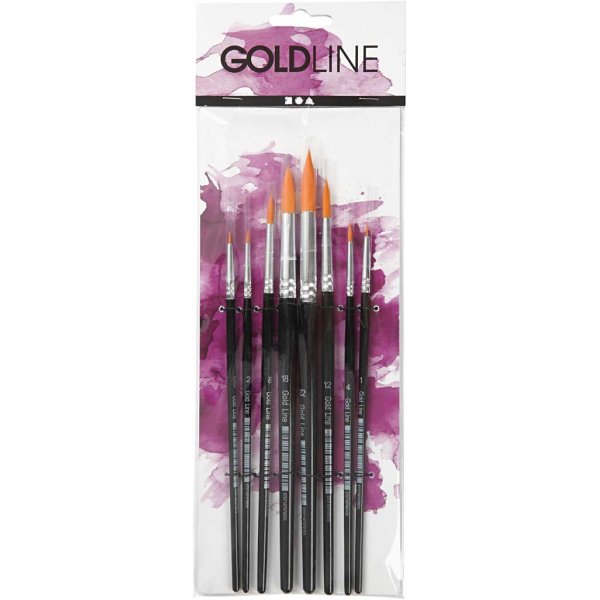 Gold Line penselen - nr. 0+1+2+4+8+12+18+22 - rond - 8 st Gold Line penselen - nr. 0+1+2+4+8+12+18+22 - rond - 8 st