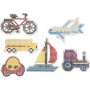 Parelbordjes - auto - vliegtuig - boot - tractor - bus en fiets - 6 st