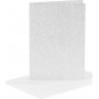 Kaarten en enveloppen - zilver - glitter - 11,5 x 16,5 cm - 4 sets